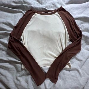shein brown raglan long sleeve top